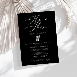 Modern Edgy His & Hers Calligraphy Couples Shower Invitation