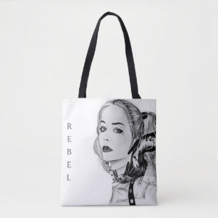 Modern Edgy Punk Girl & Raven Rebel Tote Bag