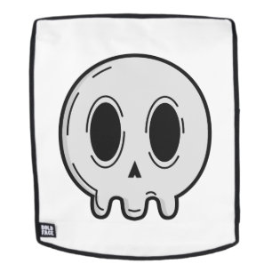 Modern Edgy Skull Graphic White Minimalist Backpac Backpack