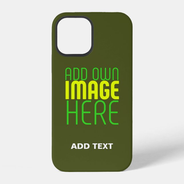 MODERN EDITABLE ARMY GREEN IMAGE TEXT TEMPLATE iPhone CASE (Back)