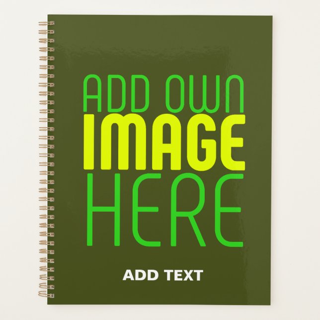 MODERN EDITABLE ARMY GREEN IMAGE TEXT TEMPLATE PLANNER (Front)
