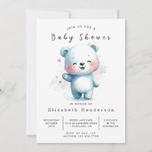 Modern Editable Bear Baby Shower Invitation