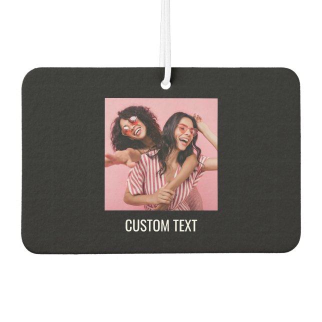 Modern Editable Black Minimal Text Design Template Car Air Freshener (Front)
