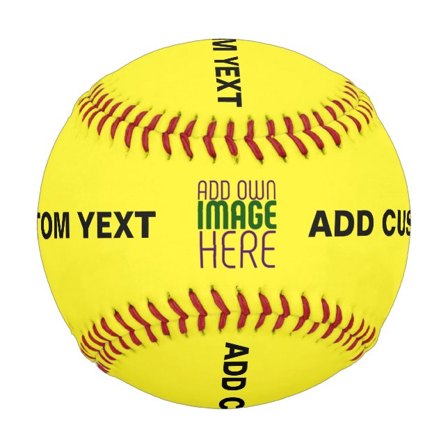 MODERN EDITABLE BRIGHT YELLOW IMAGE TEXT TEMPLATE BASEBALL (Front)