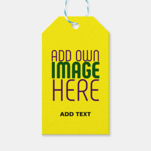 MODERN EDITABLE BRIGHT YELLOW IMAGE TEXT TEMPLATE GIFT TAGS