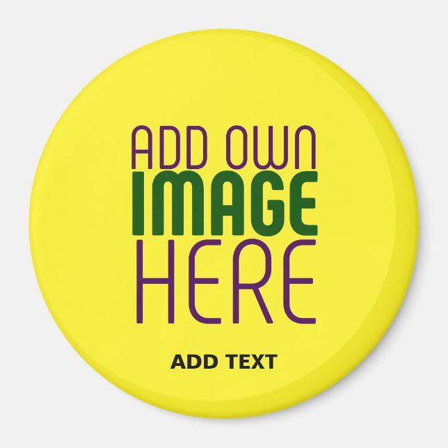 MODERN EDITABLE BRIGHT YELLOW IMAGE TEXT TEMPLATE MAGNET (Front)