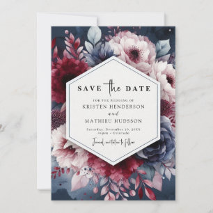 Modern Editable Burgundy Wedding Save The Date