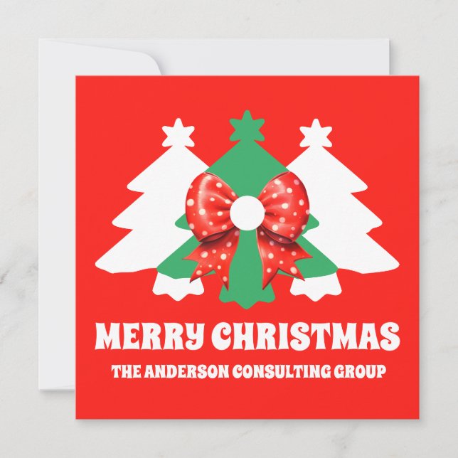Modern Editable Business Christmas Trees Holiday Card (Front)