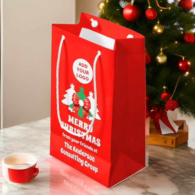 Modern Editable Business Logo Christmas Small Gift Bag (Creator Uploaded)