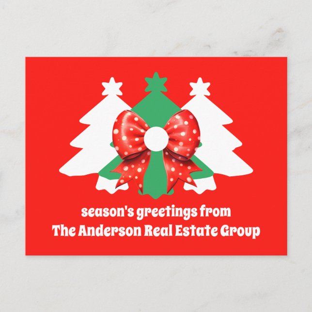 Modern Editable Business Logo QR Code Christmas Holiday Postcard (Front)