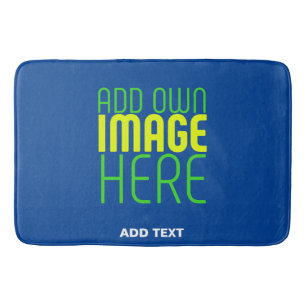 MODERN EDITABLE COBALT BLUE IMAGE TEXT TEMPLATE BATH MAT