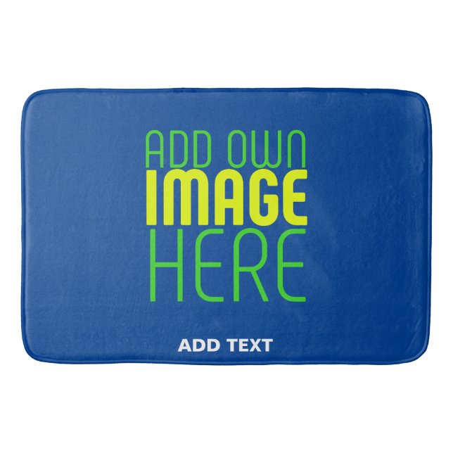 MODERN EDITABLE COBALT BLUE IMAGE TEXT TEMPLATE BATH MAT (Front)