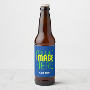 MODERN EDITABLE COBALT BLUE IMAGE TEXT TEMPLATE BEER BOTTLE LABEL
