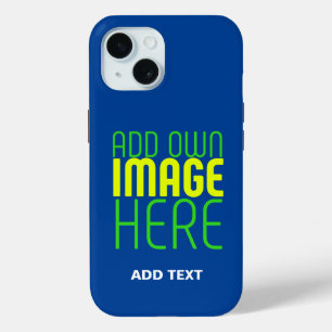 MODERN EDITABLE COBALT BLUE IMAGE TEXT TEMPLATE iPhone 15 CASE