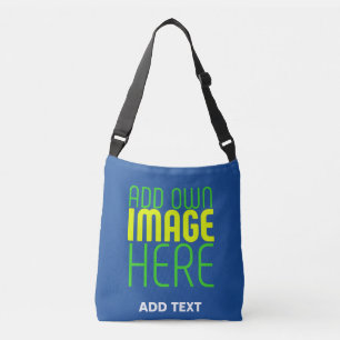 MODERN EDITABLE COBALT BLUE IMAGE TEXT TEMPLATE CROSSBODY BAG