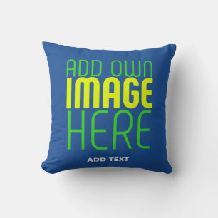 MODERN EDITABLE COBALT BLUE IMAGE TEXT TEMPLATE CUSHION