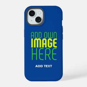 MODERN EDITABLE COBALT BLUE IMAGE TEXT TEMPLATE iPhone 15 CASE