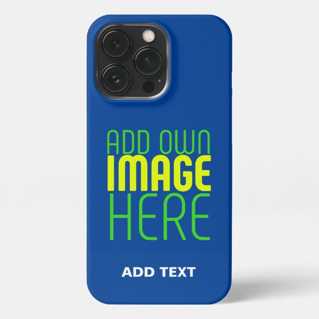 MODERN EDITABLE COBALT BLUE IMAGE TEXT TEMPLATE iPhone CASE (Back)