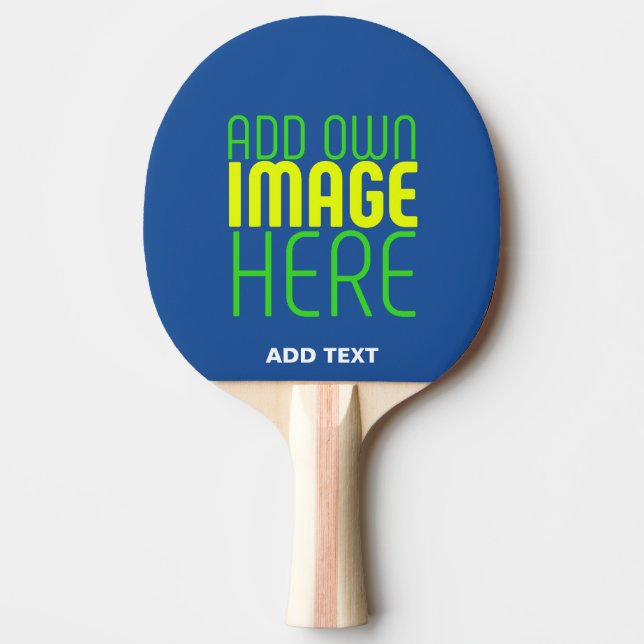MODERN EDITABLE COBALT BLUE IMAGE TEXT TEMPLATE PING PONG PADDLE (Front)