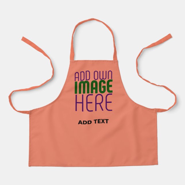 MODERN EDITABLE CORAL ORANGE IMAGE TEXT TEMPLATE APRON (Front)