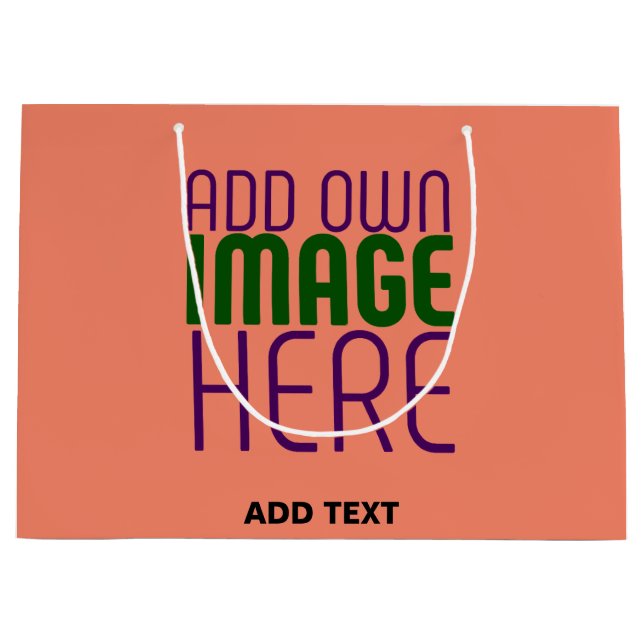 MODERN EDITABLE CORAL ORANGE IMAGE TEXT TEMPLATE LARGE GIFT BAG (Front)