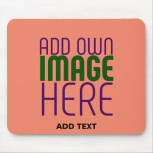 MODERN EDITABLE CORAL ORANGE IMAGE TEXT TEMPLATE MOUSE PAD