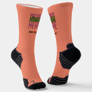 MODERN EDITABLE CORAL ORANGE IMAGE TEXT TEMPLATE SOCKS
