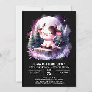 Modern Editable Cow Birthday Invitation