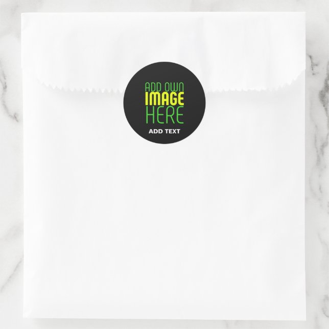 MODERN EDITABLE CUTE BLACK IMAGE TEXT TEMPLATE BAG CLASSIC ROUND STICKER (Bag)