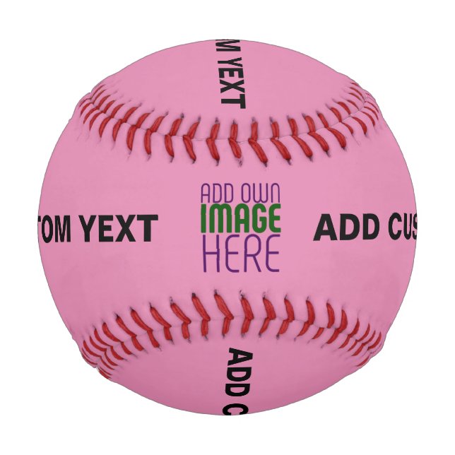 MODERN EDITABLE CUTE HOT PINK IMAGE TEXT TEMPLATE BASEBALL (Front)