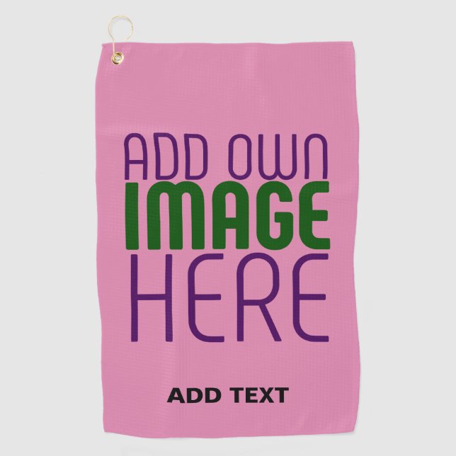 MODERN EDITABLE CUTE HOT PINK IMAGE TEXT TEMPLATE GOLF TOWEL (Front)