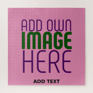 MODERN EDITABLE CUTE HOT PINK IMAGE TEXT TEMPLATE JIGSAW PUZZLE