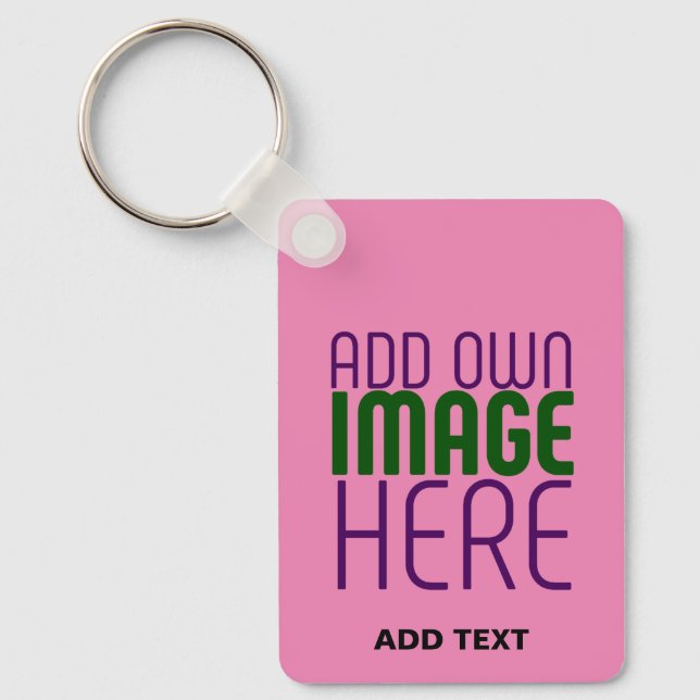 MODERN EDITABLE CUTE HOT PINK IMAGE TEXT TEMPLATE KEY RING (Front)