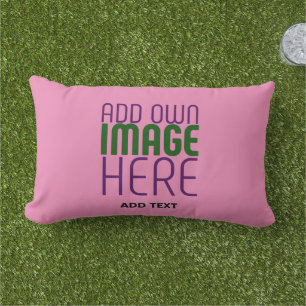 MODERN EDITABLE CUTE HOT PINK IMAGE TEXT TEMPLATE LUMBAR CUSHION