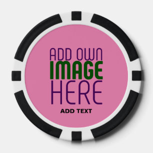 MODERN EDITABLE CUTE HOT PINK IMAGE TEXT TEMPLATE POKER CHIPS
