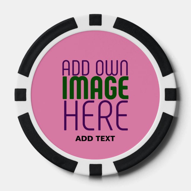 MODERN EDITABLE CUTE HOT PINK IMAGE TEXT TEMPLATE POKER CHIPS (Front)