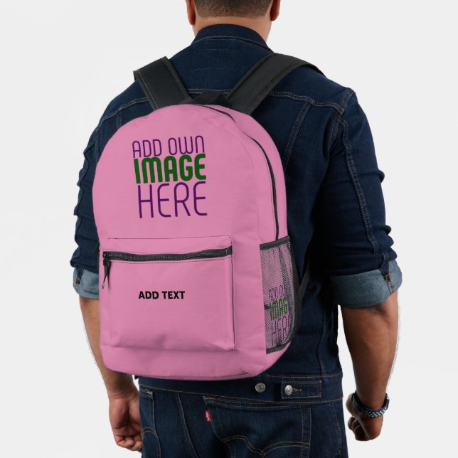 MODERN EDITABLE CUTE HOT PINK IMAGE TEXT TEMPLATE PRINTED BACKPACK (Insitu (Model))