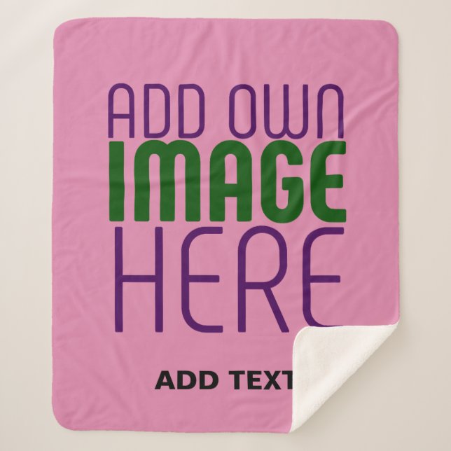 MODERN EDITABLE CUTE HOT PINK IMAGE TEXT TEMPLATE SHERPA BLANKET (Front)