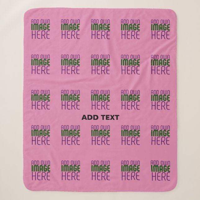 MODERN EDITABLE CUTE HOT PINK IMAGE TEXT TEMPLATE SHERPA BLANKET (Front)