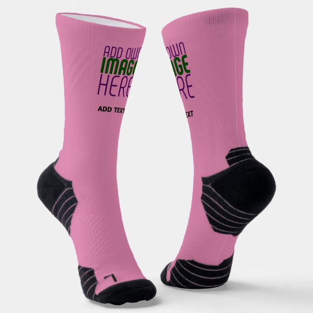 MODERN EDITABLE CUTE HOT PINK IMAGE TEXT TEMPLATE SOCKS (Angled)