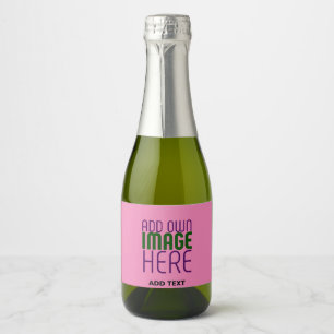 MODERN EDITABLE CUTE HOT PINK IMAGE TEXT TEMPLATE SPARKLING WINE LABEL