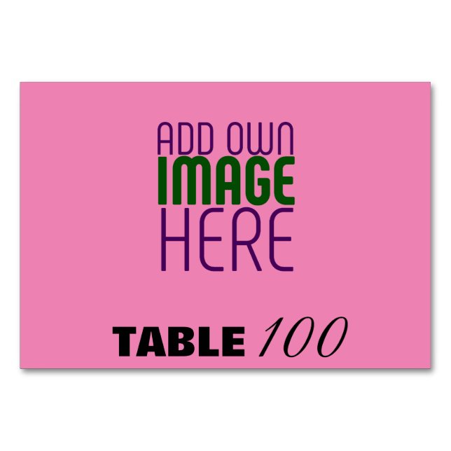 MODERN EDITABLE CUTE HOT PINK IMAGE TEXT TEMPLATE TABLE NUMBER (Front)