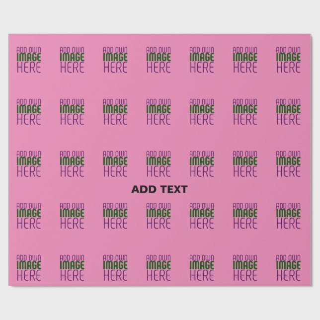 MODERN EDITABLE CUTE HOT PINK IMAGE TEXT TEMPLATE WRAPPING PAPER (Flat)