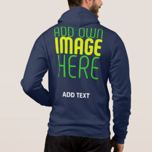 MODERN EDITABLE CUTE NAVY BLUE IMAGE TEXT TEMPLATE HOODIE