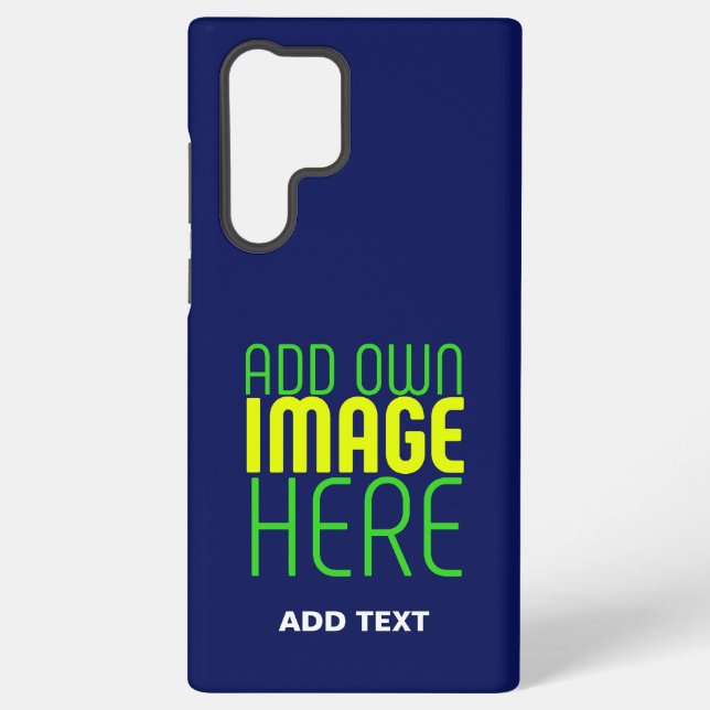 MODERN EDITABLE CUTE NAVY BLUE IMAGE TEXT TEMPLATE SAMSUNG GALAXY S22 ULTRA CASE (Back)