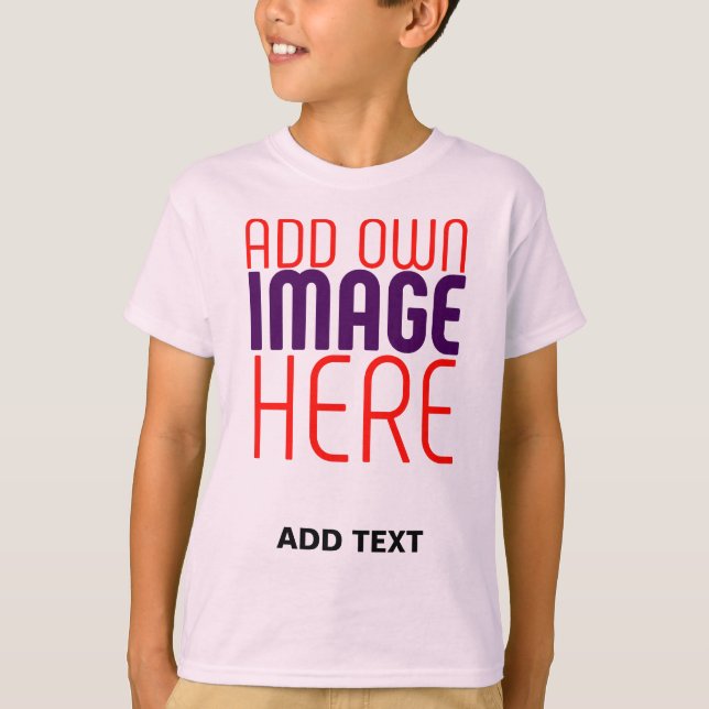 MODERN EDITABLE CUTE PALE PINK IMAGE TEXT TEMPLATE T-Shirt (Front)