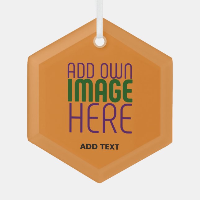  MODERN EDITABLE DARK ORANGE IMAGE TEXT TEMPLATE GLASS TREE DECORATION (Front)