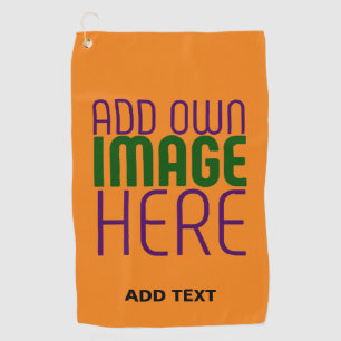 MODERN EDITABLE DARK ORANGE IMAGE TEXT TEMPLATE GOLF TOWEL