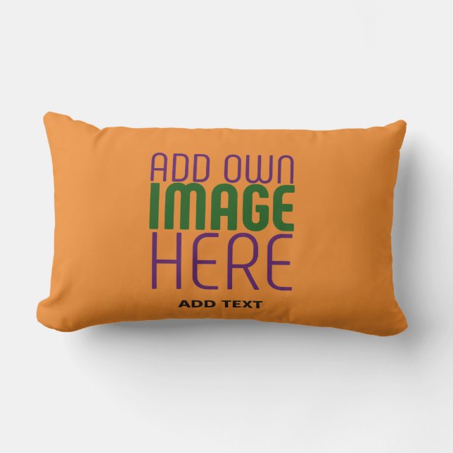 MODERN EDITABLE DARK ORANGE IMAGE TEXT TEMPLATE LUMBAR CUSHION (Front)