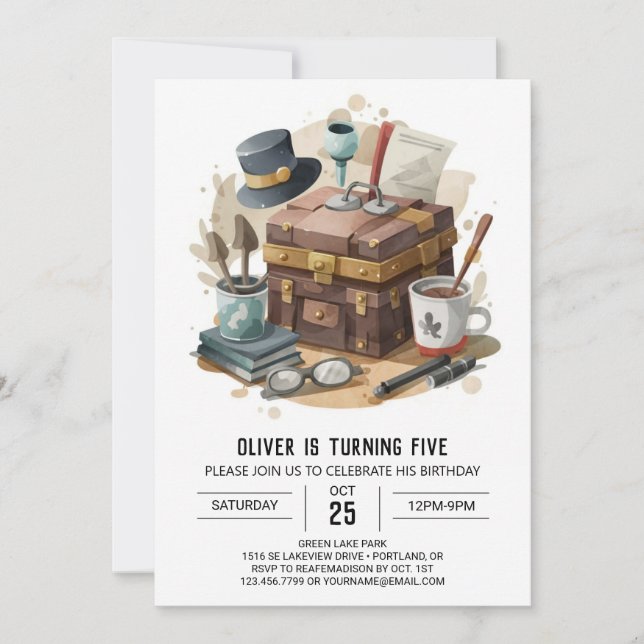 Modern Editable Detective Birthday Invitation (Front)